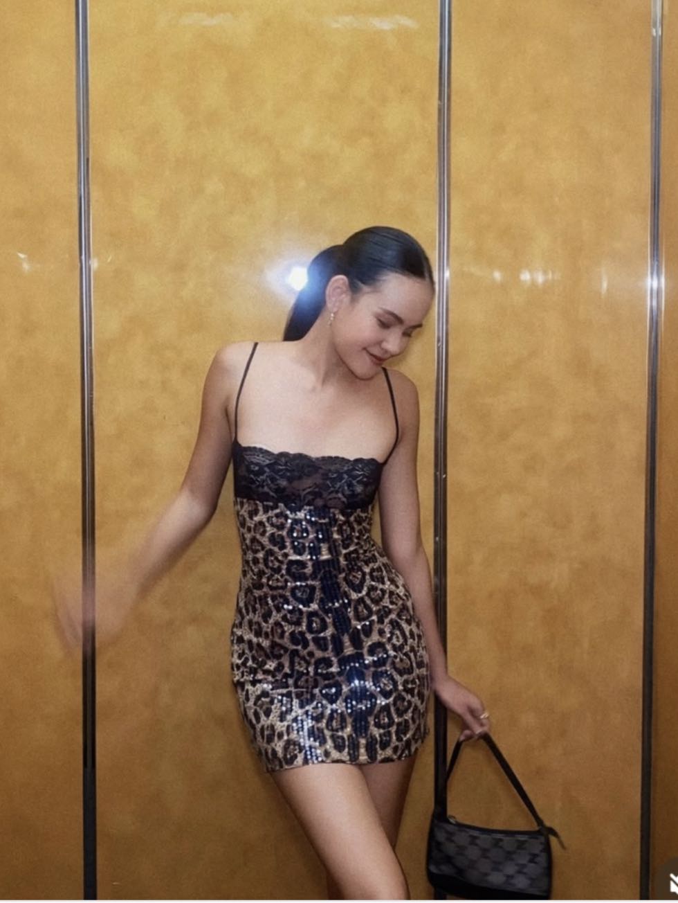 Leopard Print Sequin Mini Dress