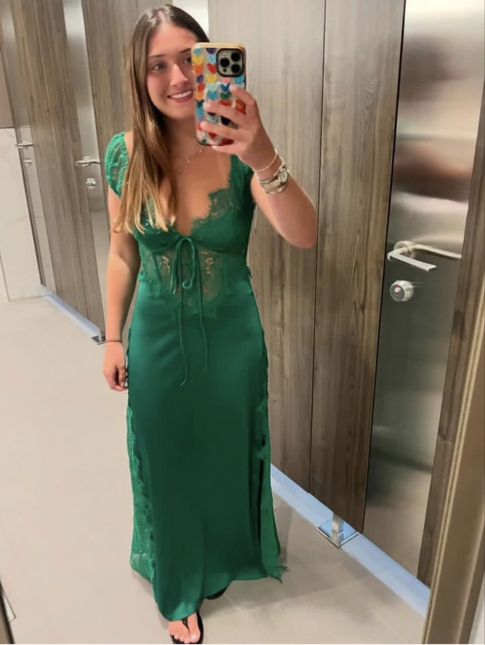 Green Lace Cutout Maxi Dress
