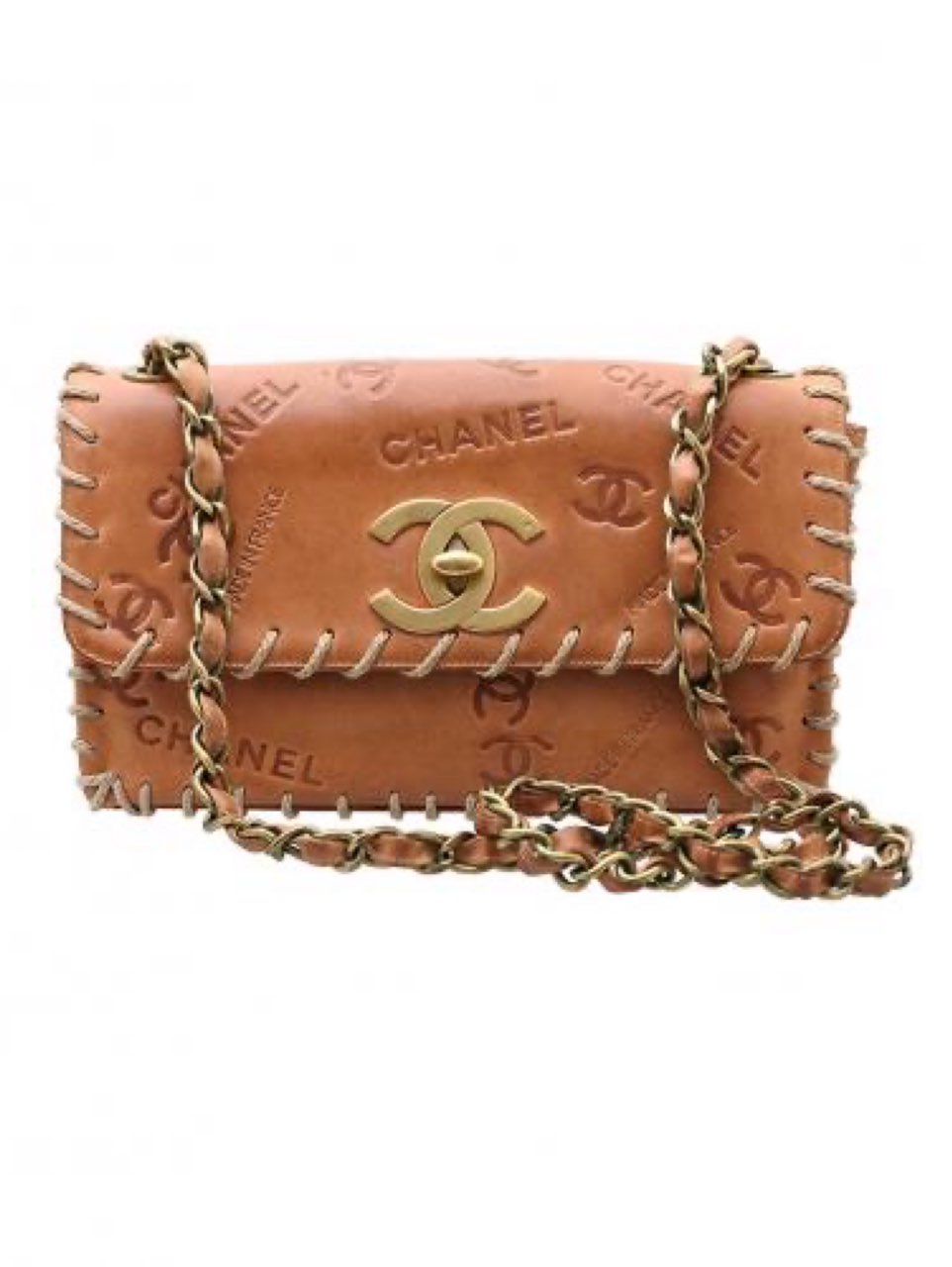 Chanel Whipstitch Embossed Flap Bag