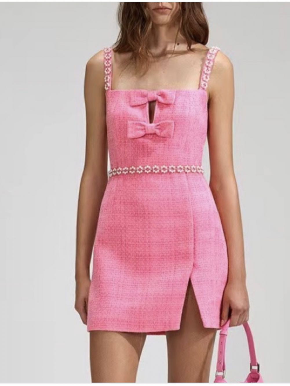 Pink Tweed Mini Dress