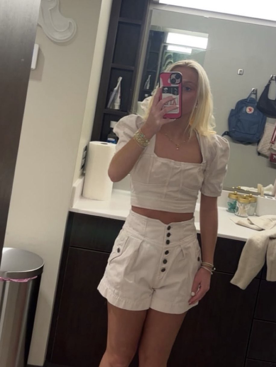 Light Pink Denim Crop Top