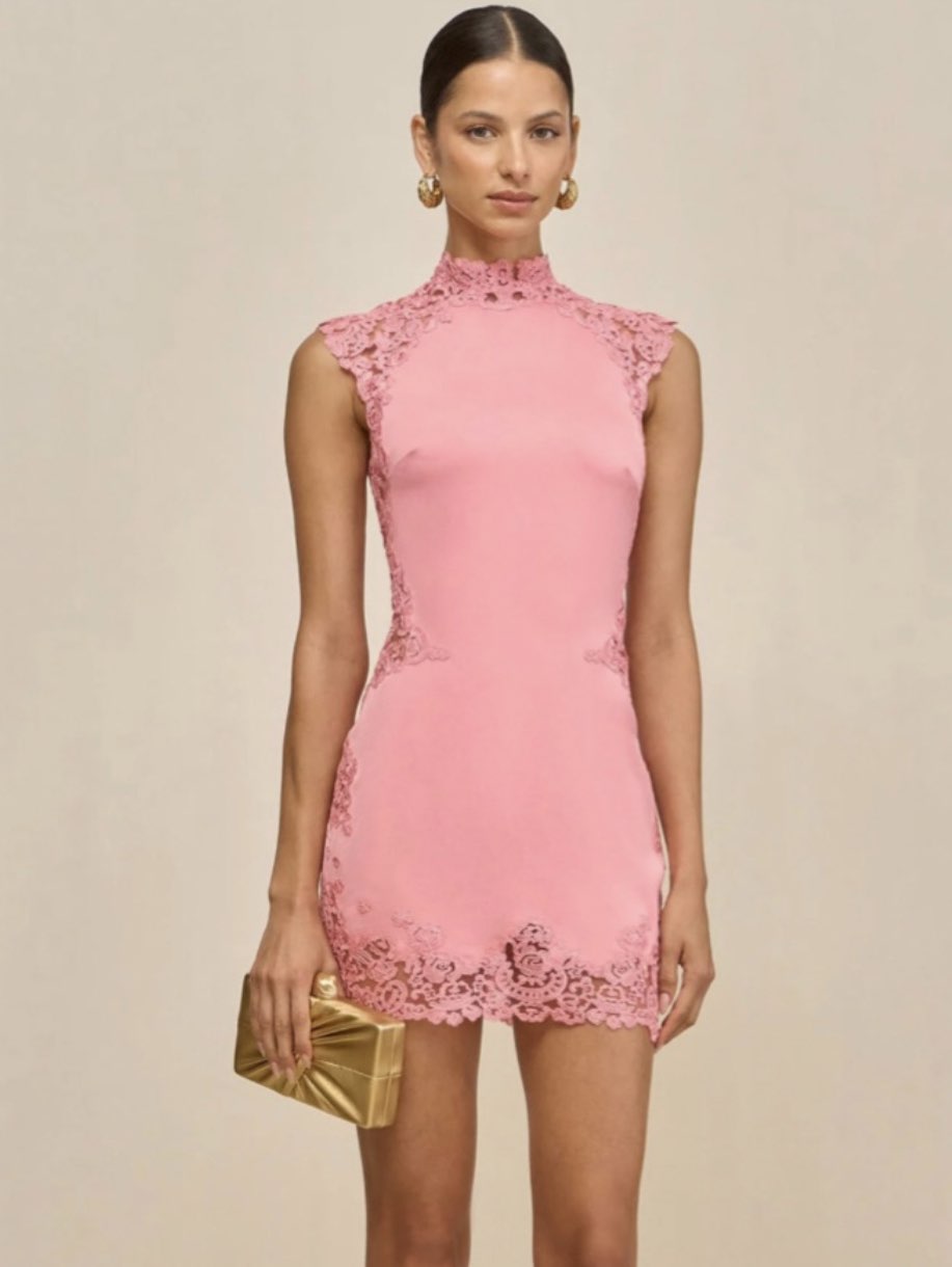Pink Lace Bodycon Mini Dress