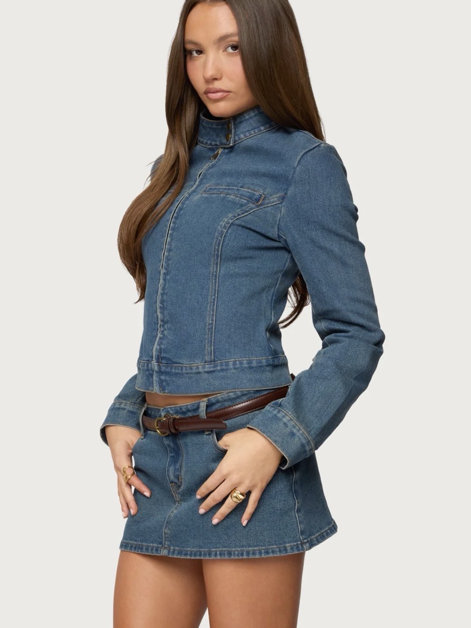 Denim Zip Up Set