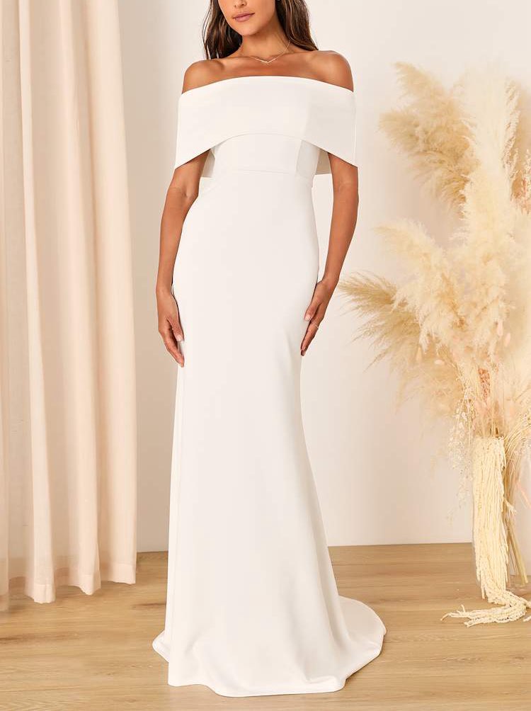 White Off-the-Shoulder Mermaid Maxi Gown