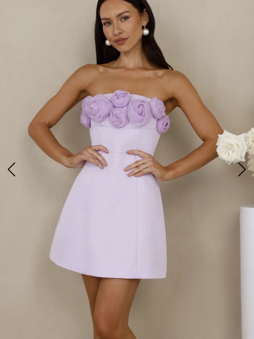 WILD ROSE AFFAIR STRAPLESS MINI DRESS LILAC