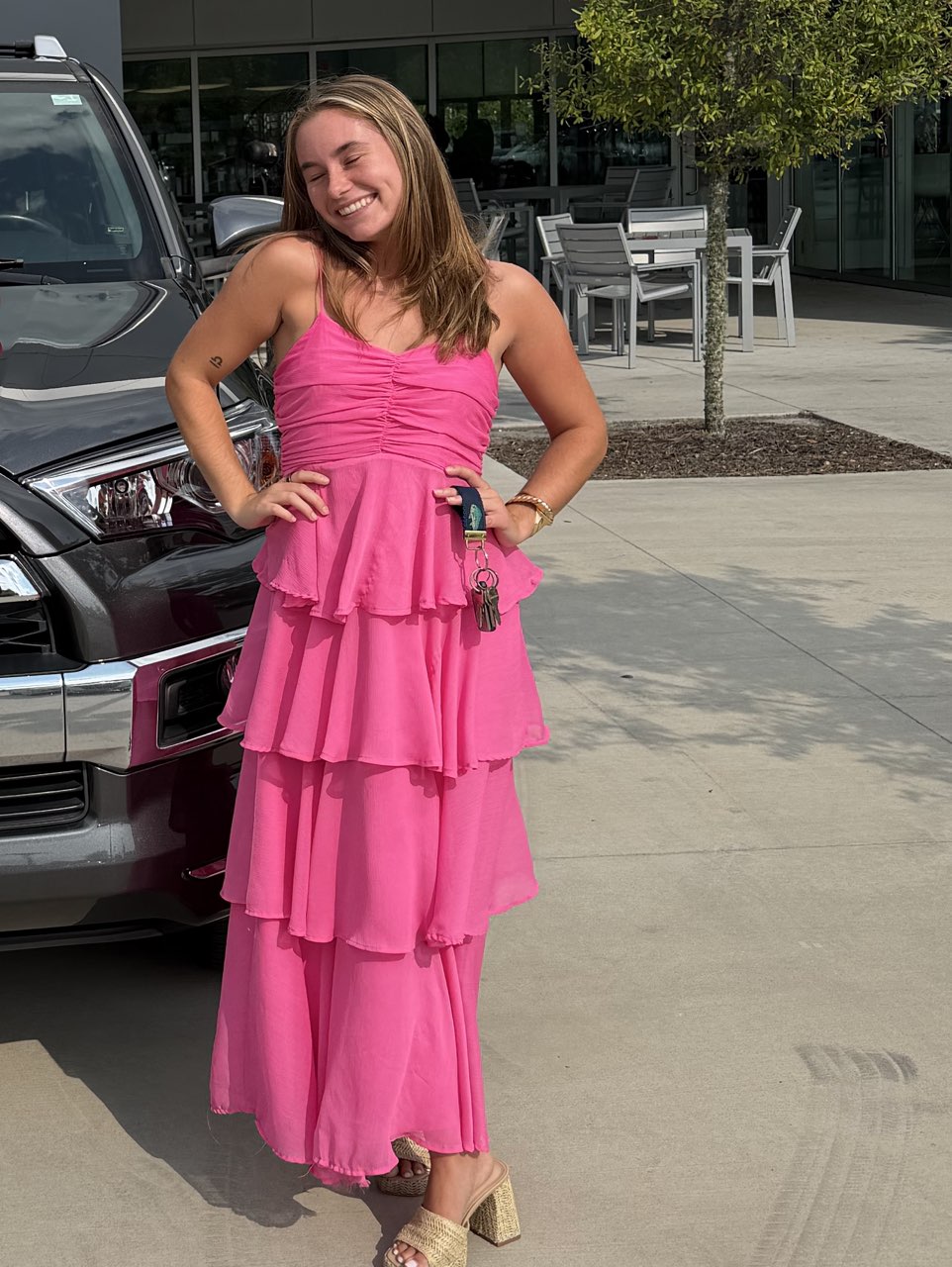 Hot Pink Tiered Maxi Dress