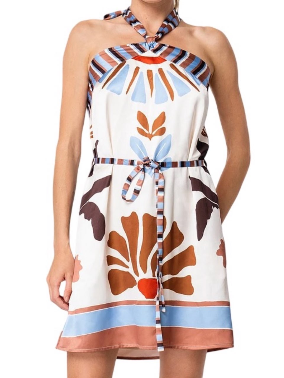 CIEBON Lio Cross Neck Halter Mini Dress Size Small