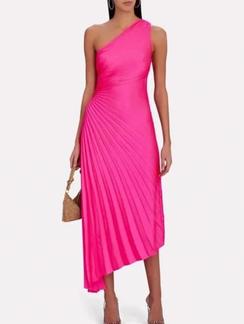 ALC Pleated One-Shoulder Gown
