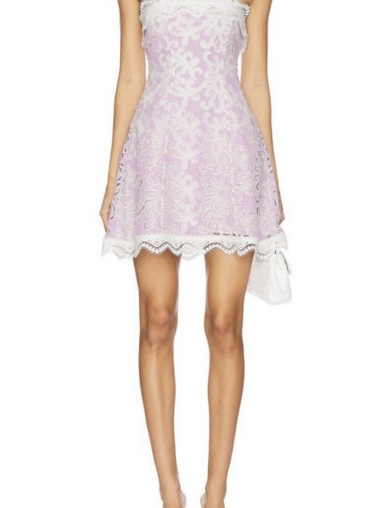Lavender and White Lace Mini Dress
