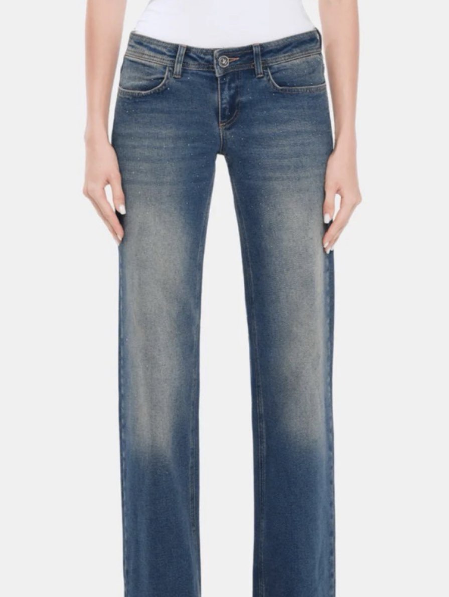 Distressed Straight Leg Jeans