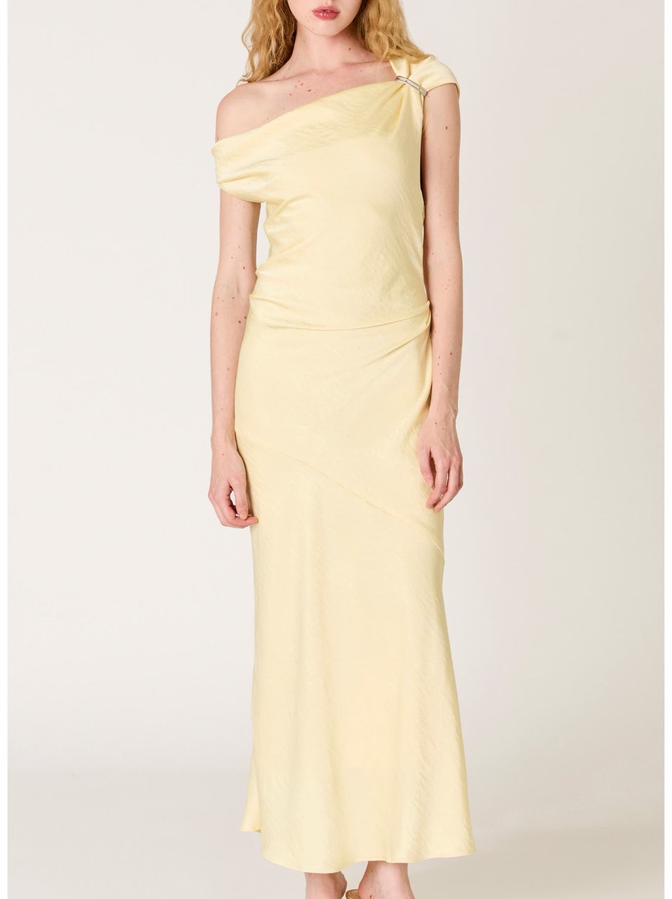 Yellow Satin Midi Dress