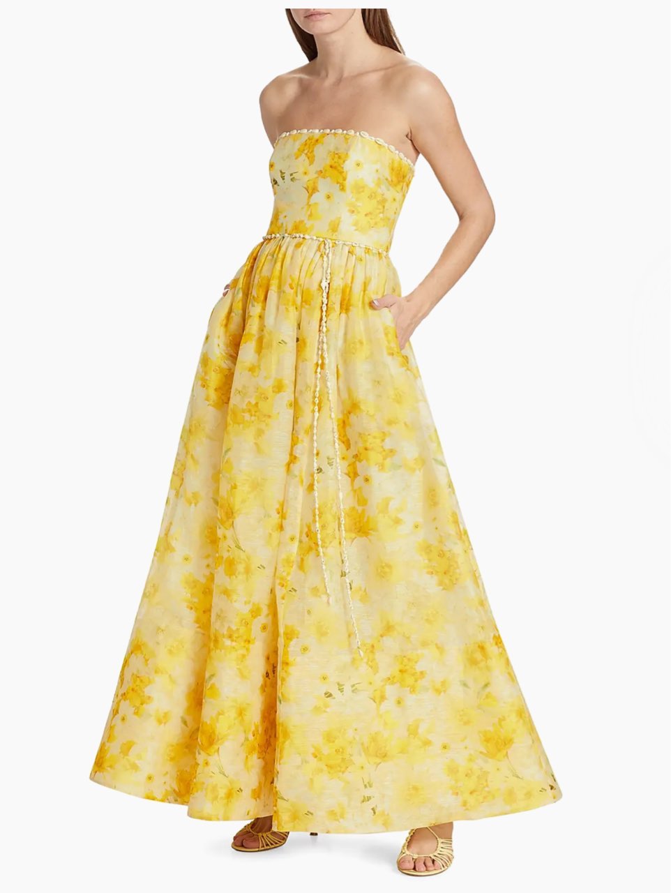 Zimmermann Yellow Floral Strapless Maxi Dress