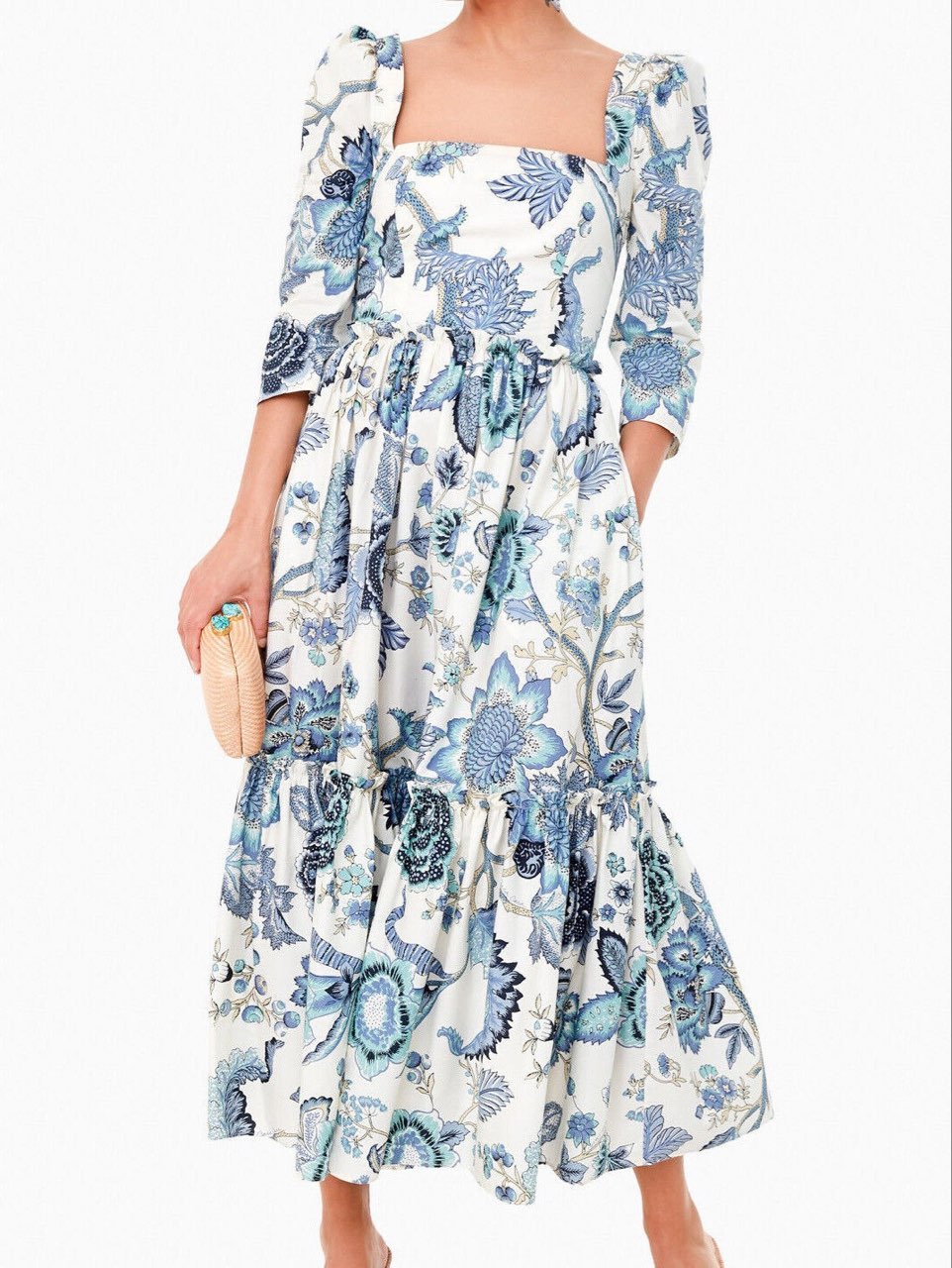 Blue Floral Midi Dress