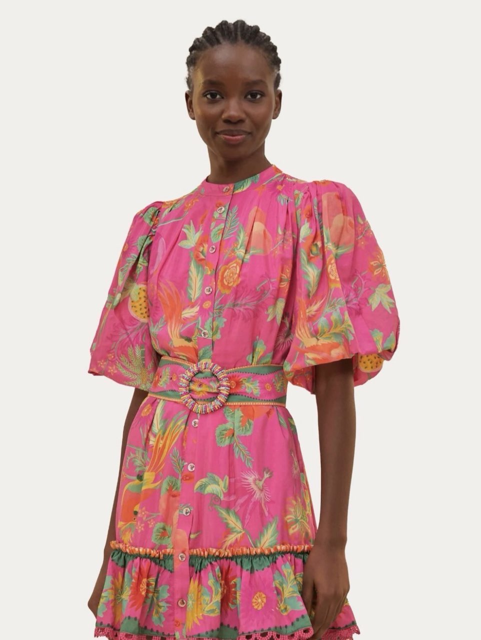 Pink Delicate Fruit Garden Mini Dress