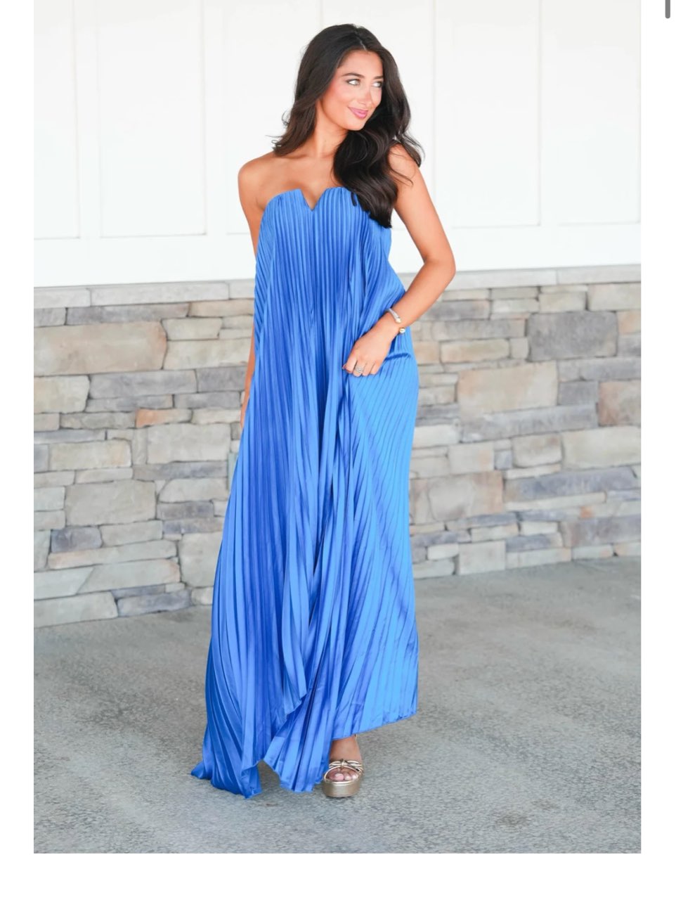 Blue pleated dress