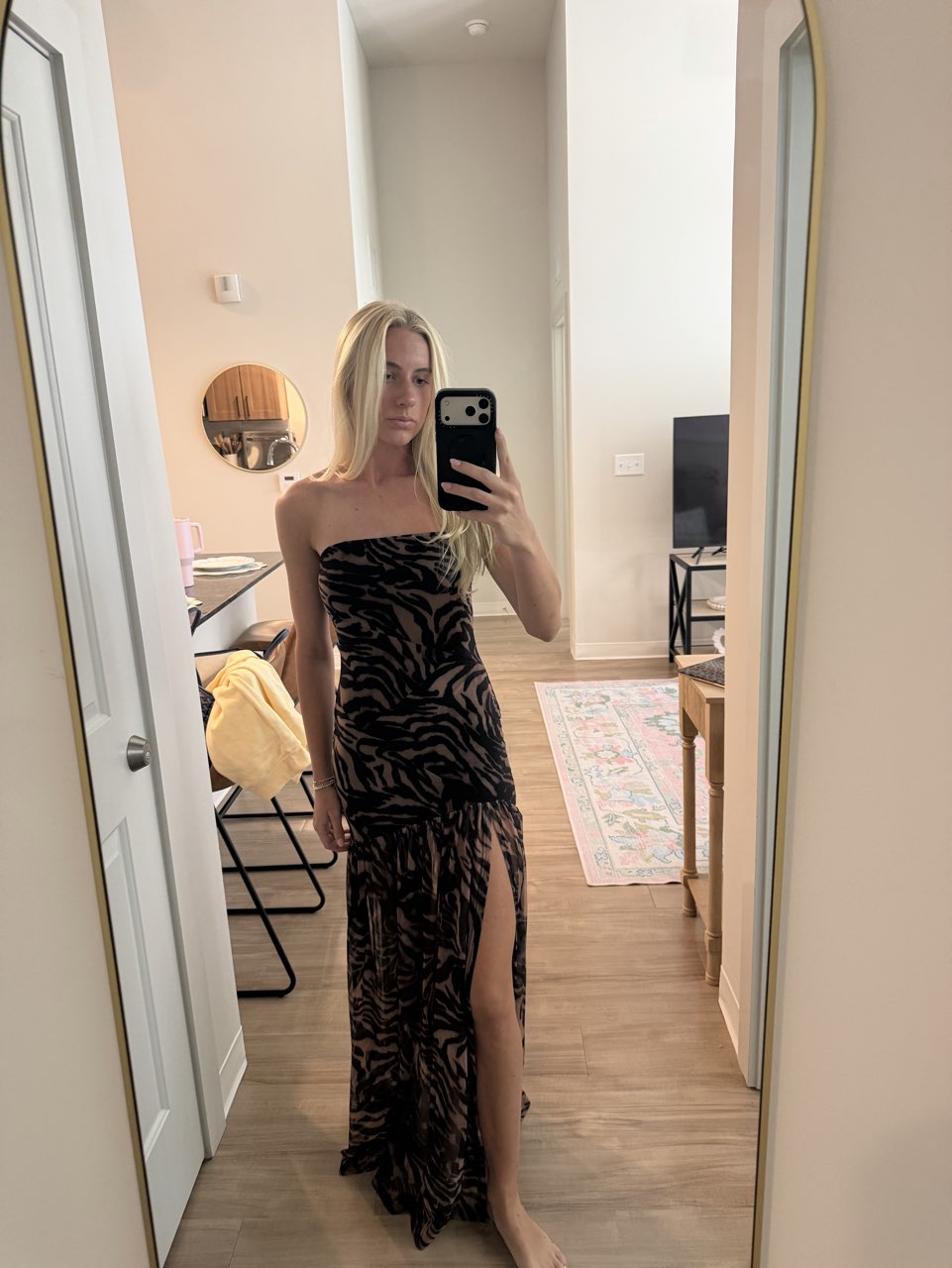 Brown and black pattern maxi dress