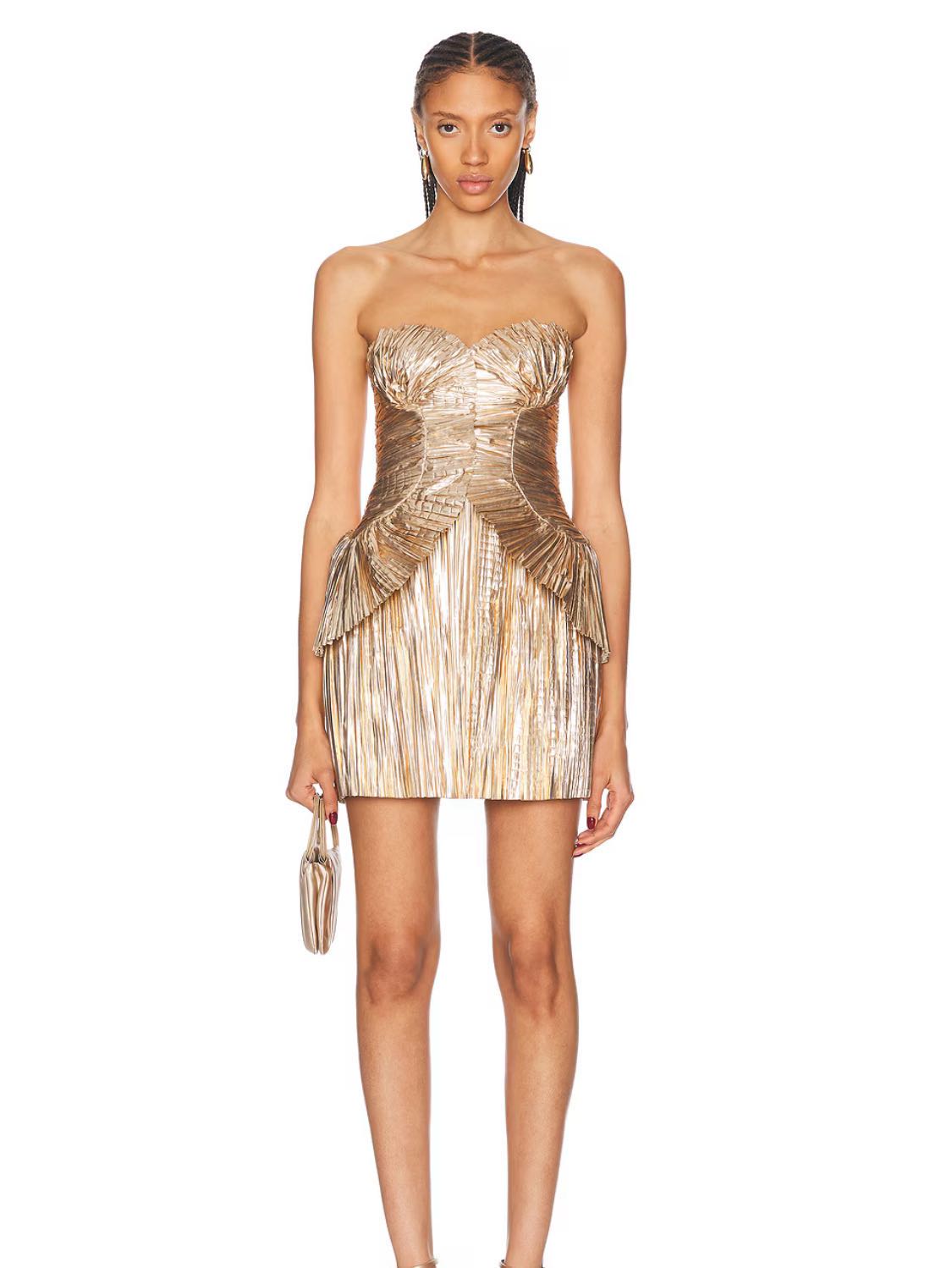 Gold Mini Charlique Dress