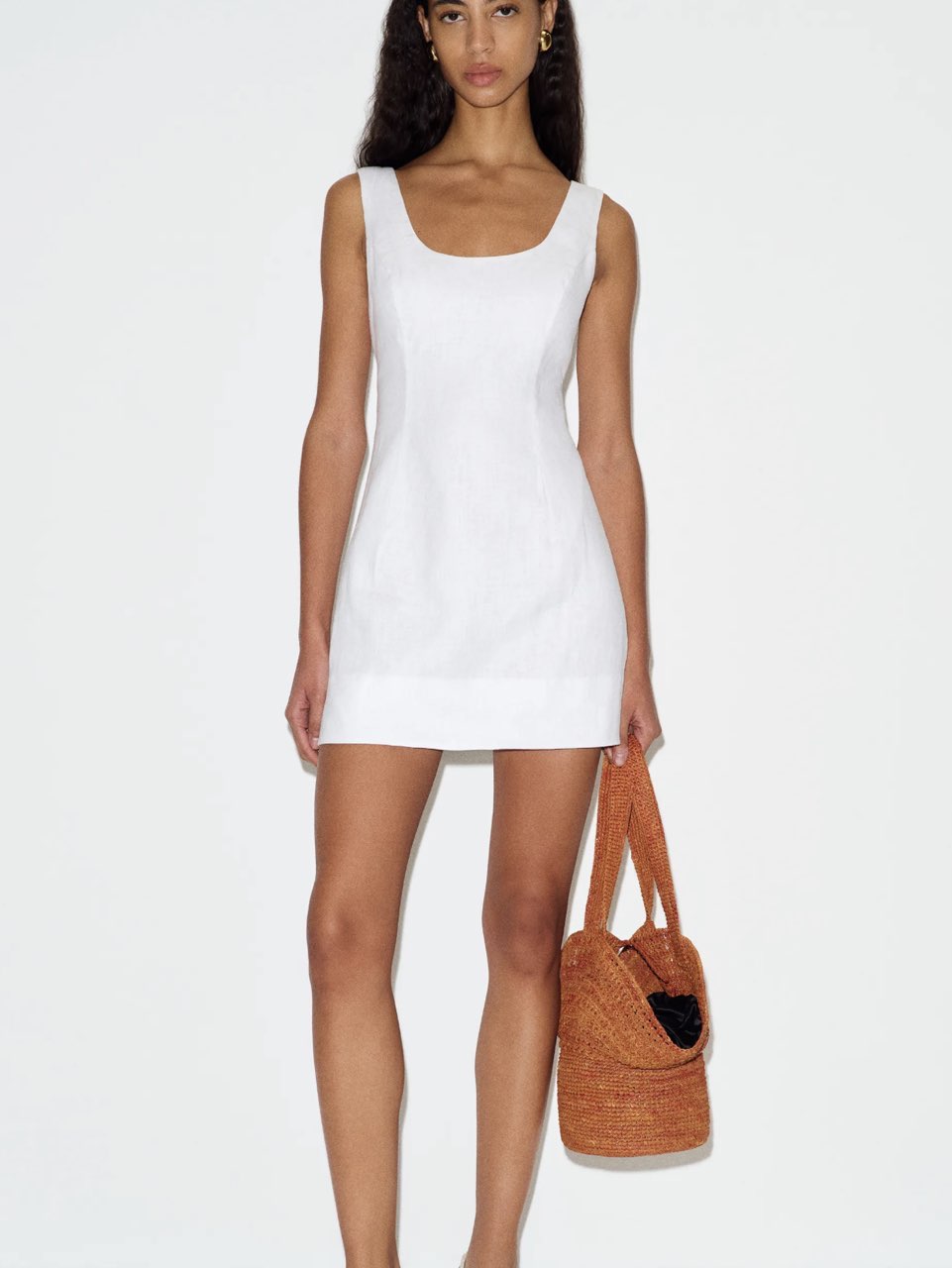 White linen mini dress