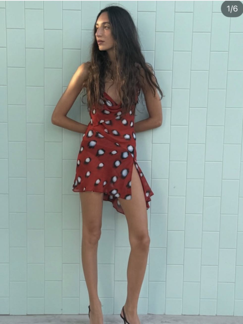 Red Asymmetric Slip Dress