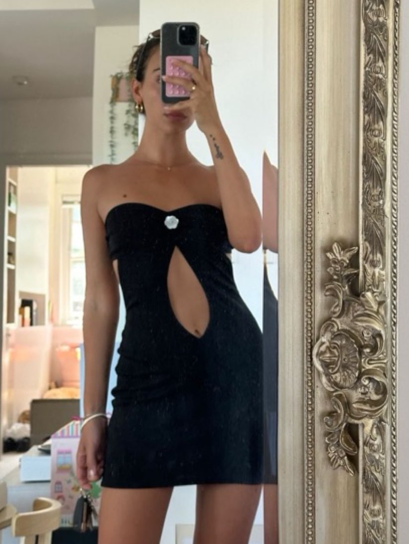 Black Strapless Cutout Mini Dress