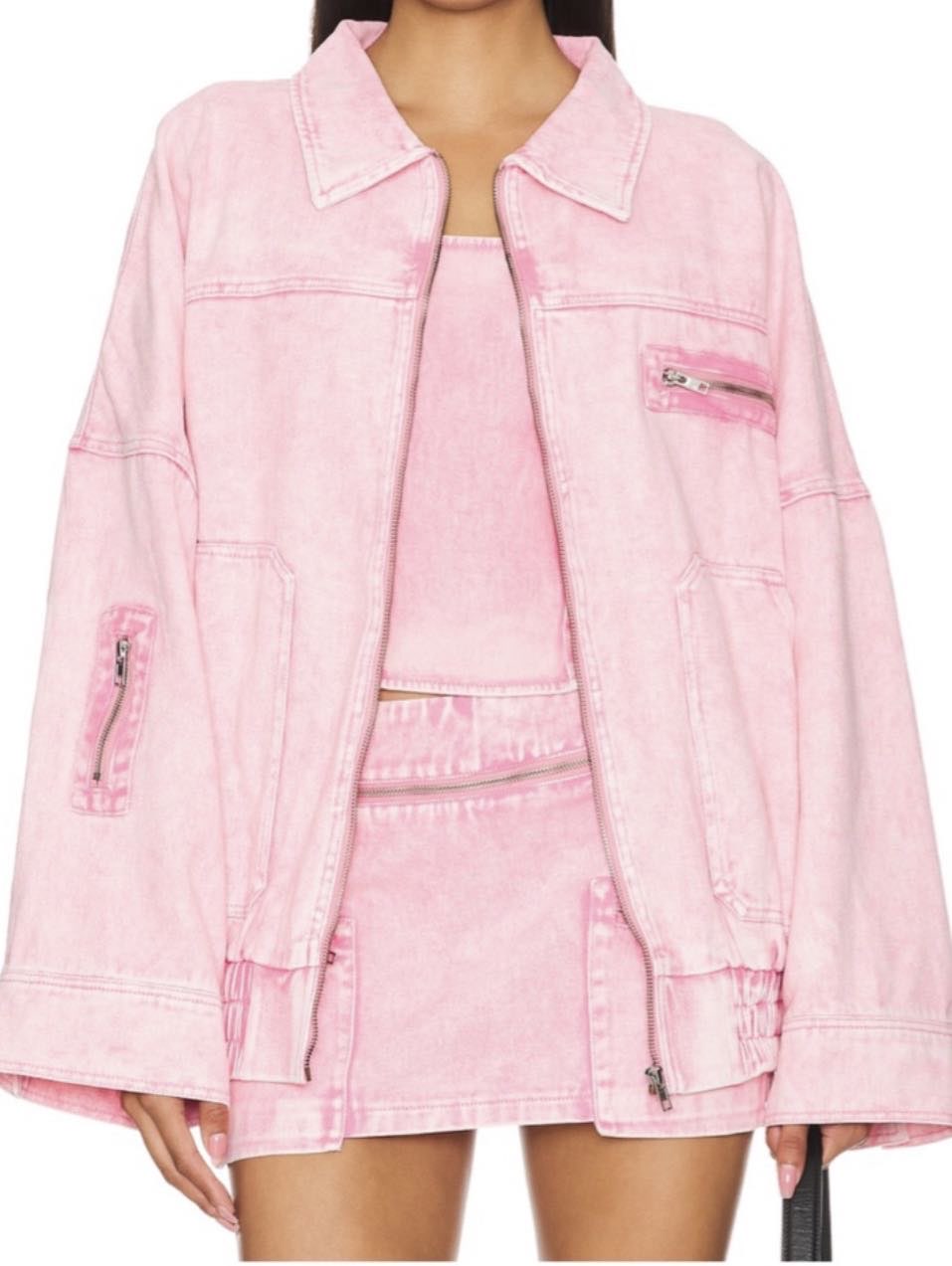 Pink Denim Corset Set