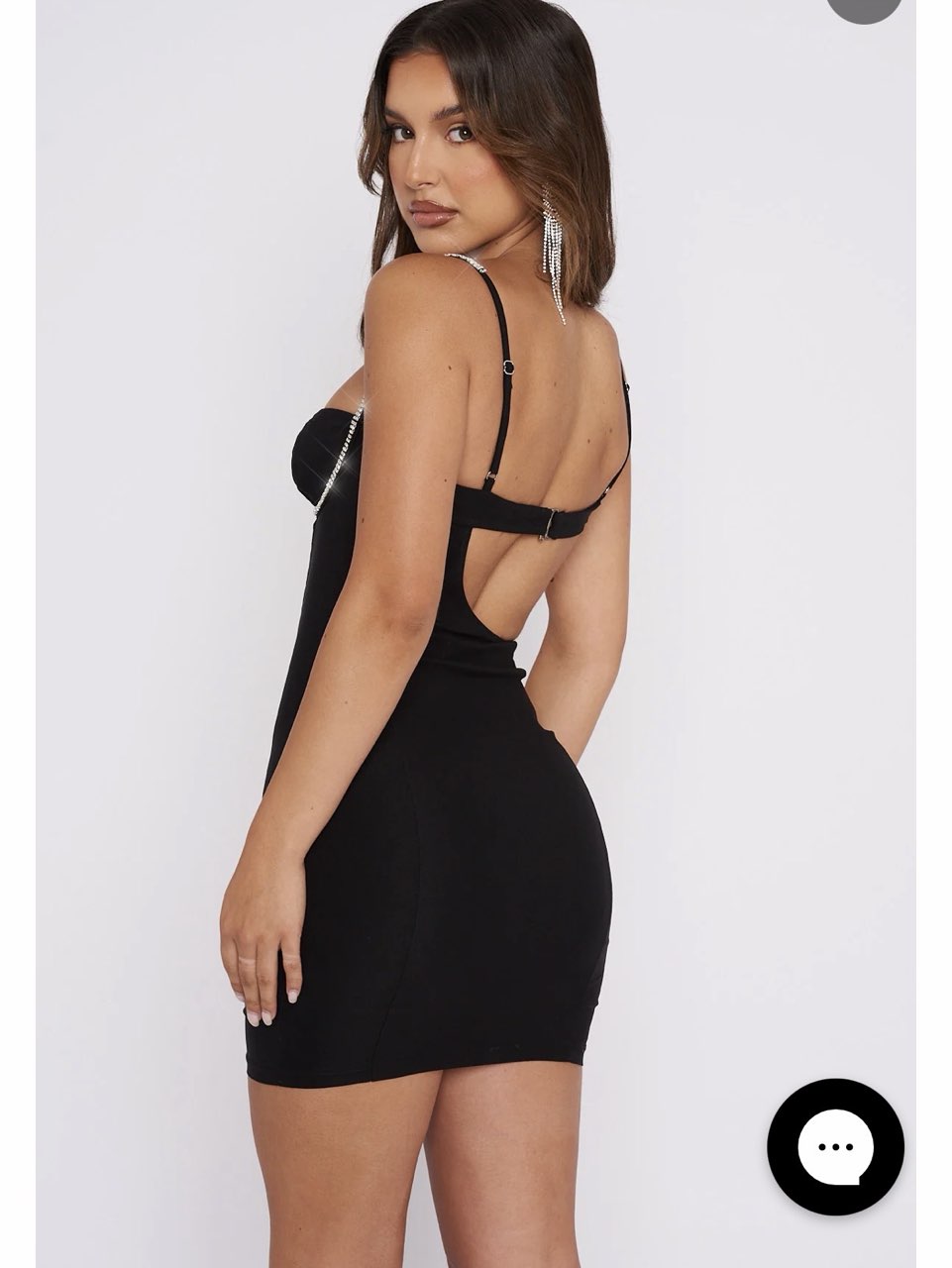 Black Rhinestone Cut-Out Mini Dress