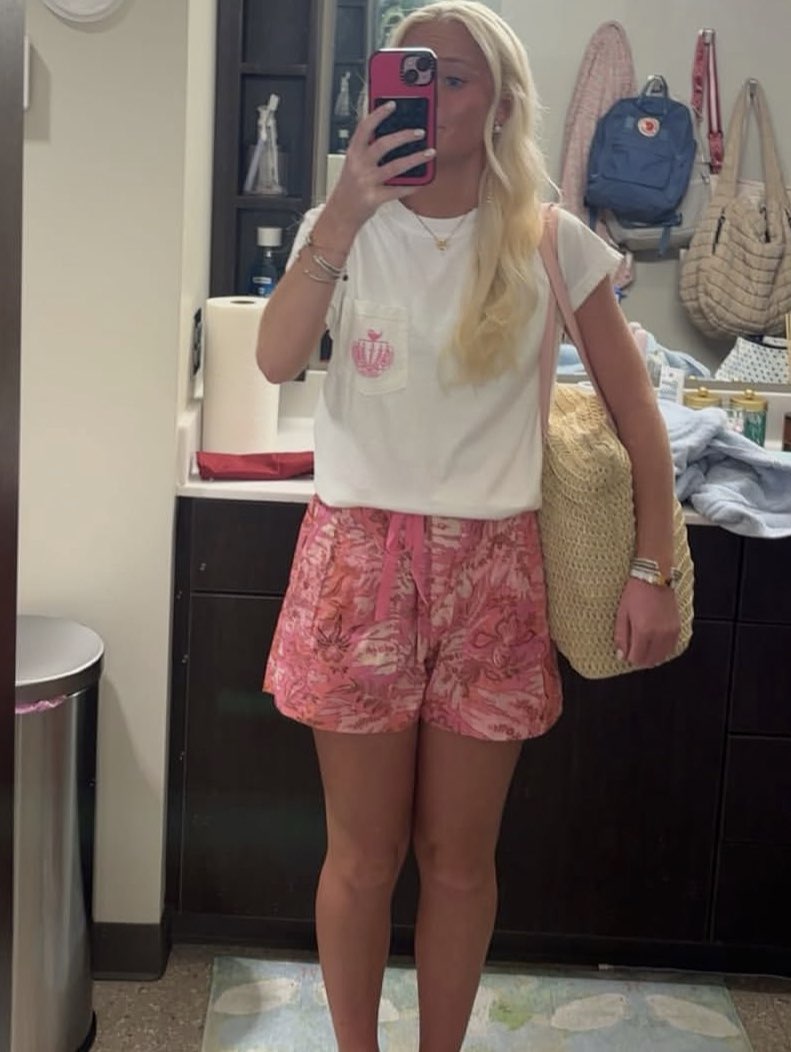 Pink Floral Print Shorts