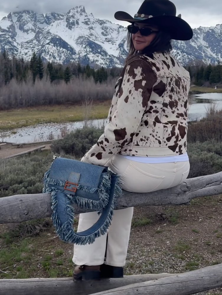 Fendi Denim Fringed Baguette Bag