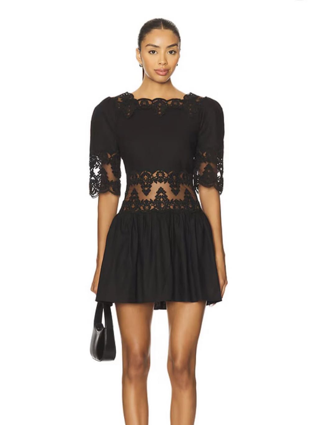 Black Lace Cutout Mini Dress