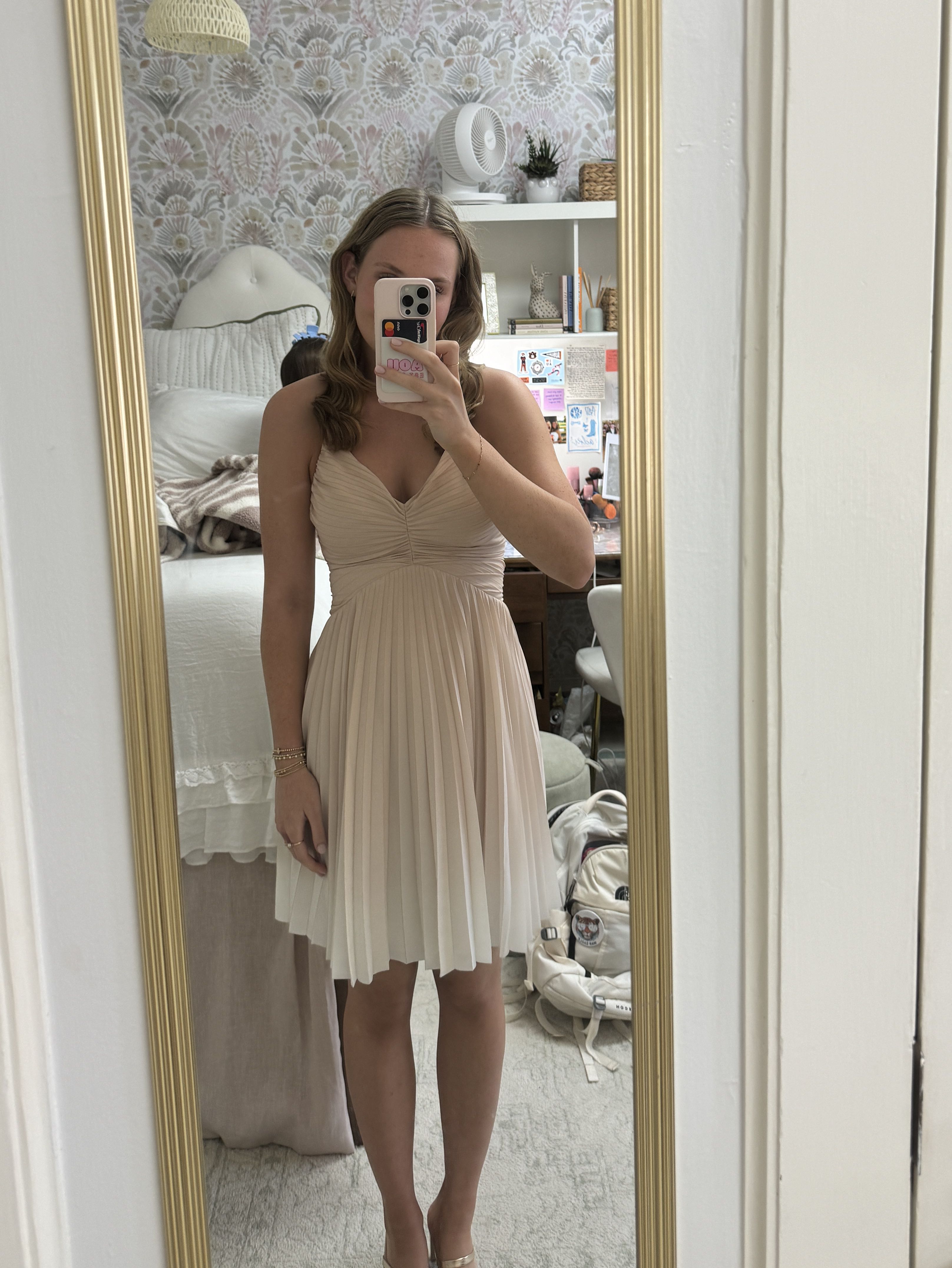 Gold pleated French Connection semi dress