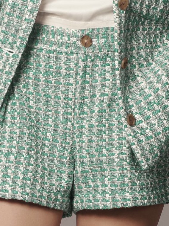 Green Tweed Shorts