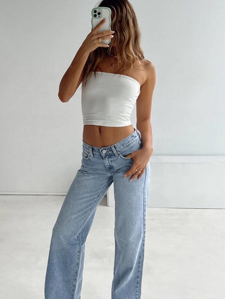 Light Wash Low-Rise Straight Leg Jeans