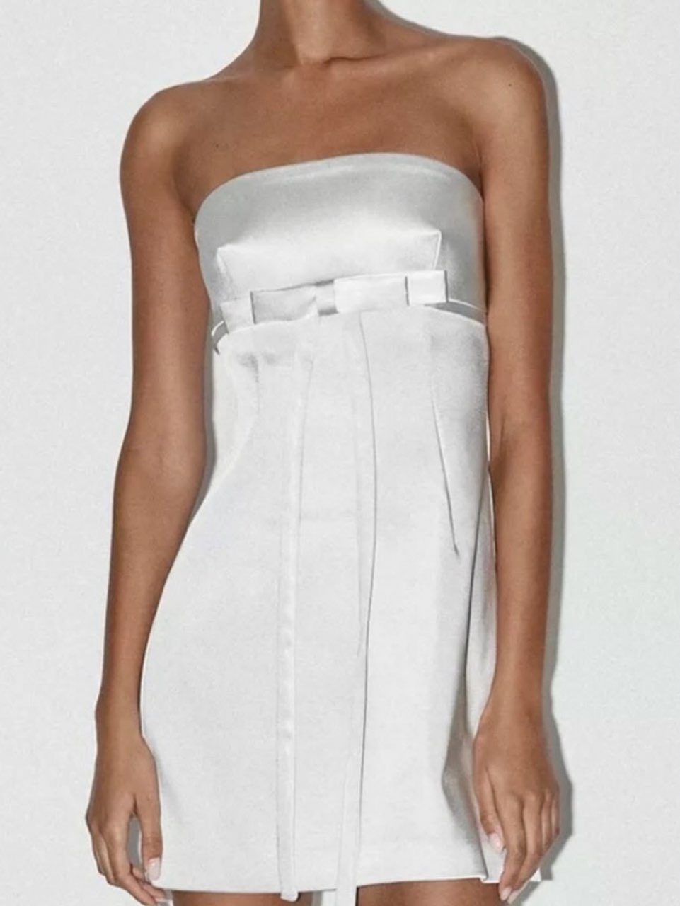 White Strapless Bow Mini Dress