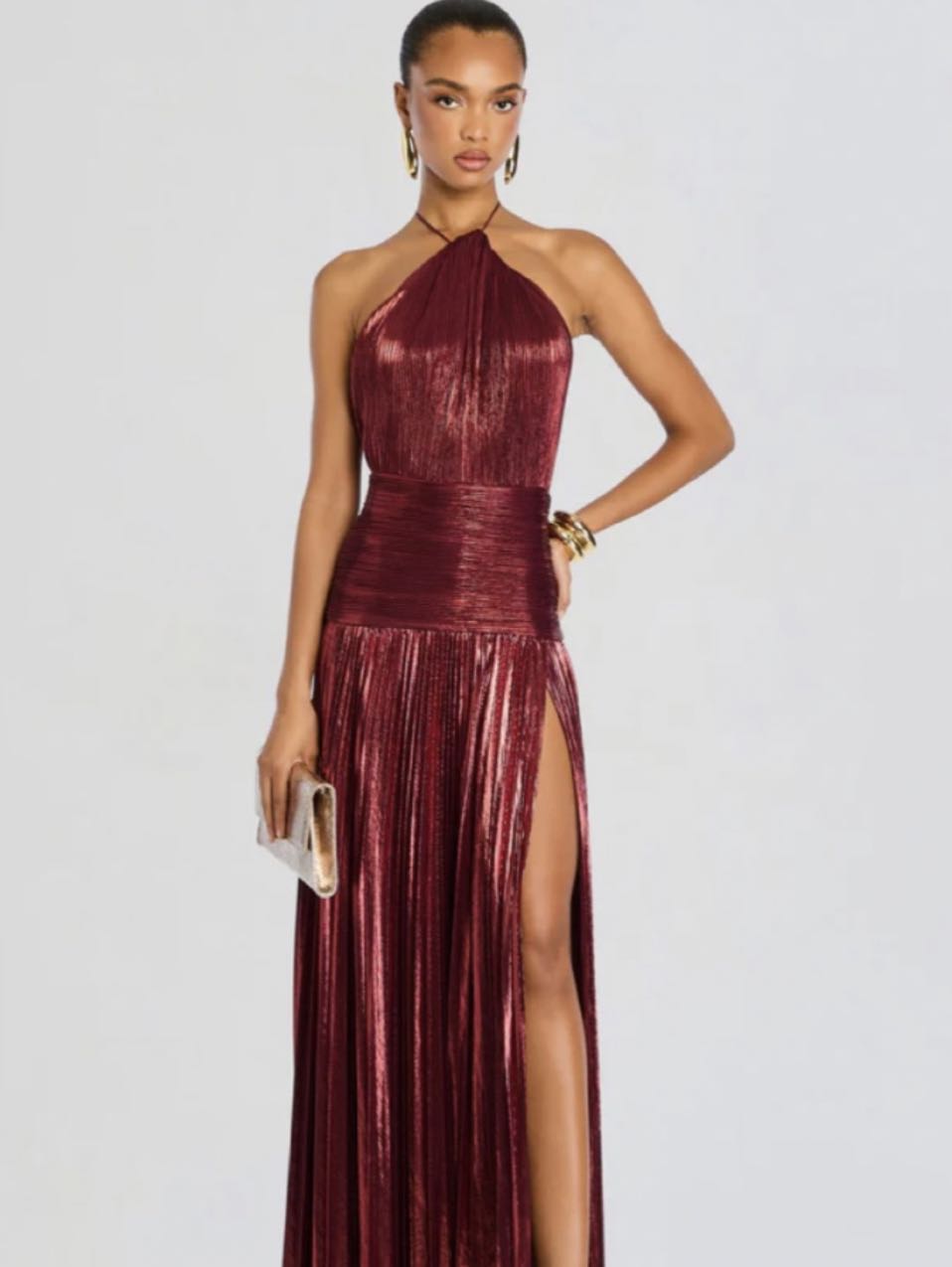 Burgundy Halter Maxi Dress