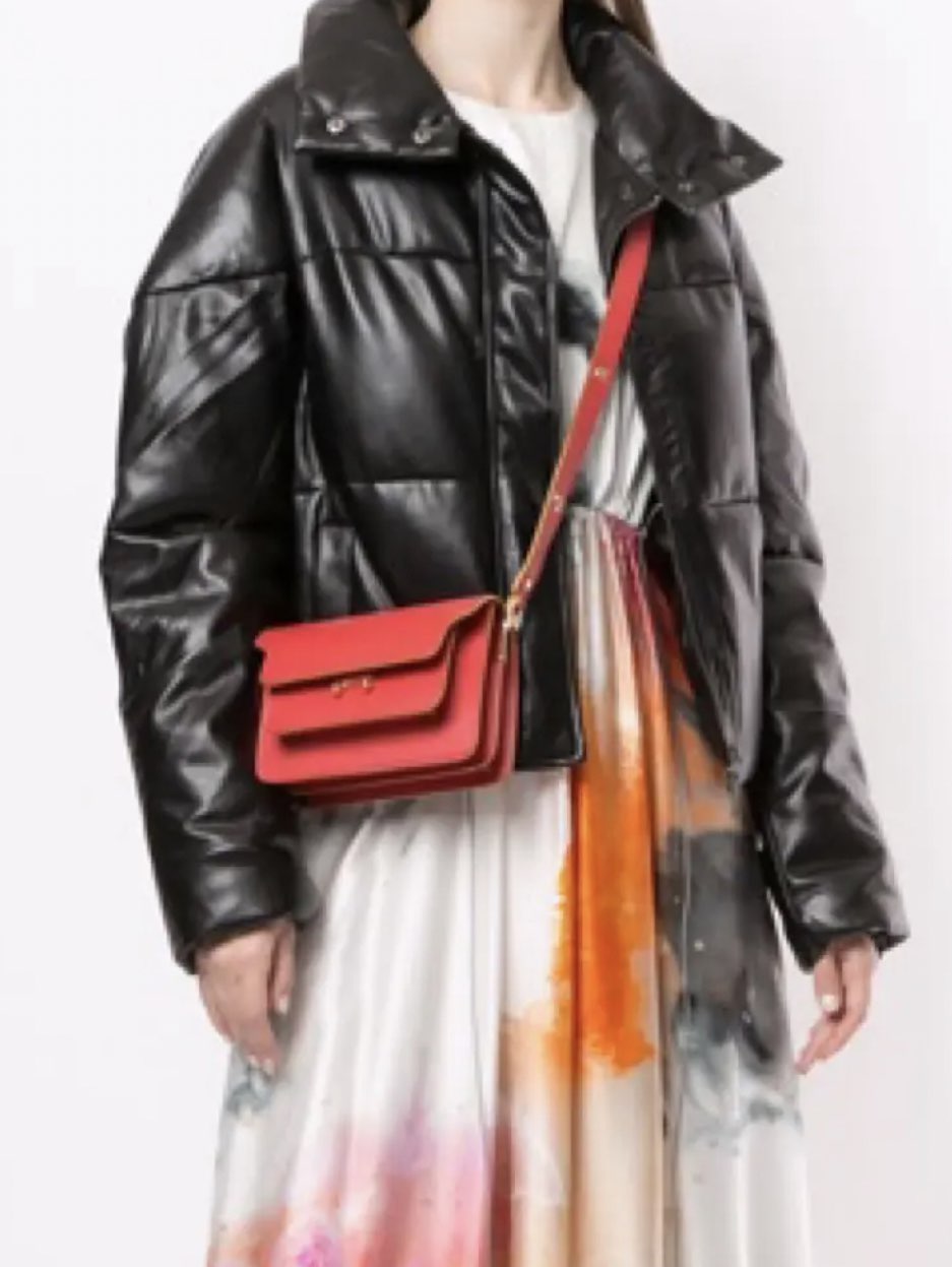 Black Faux Leather Puffer Jacket