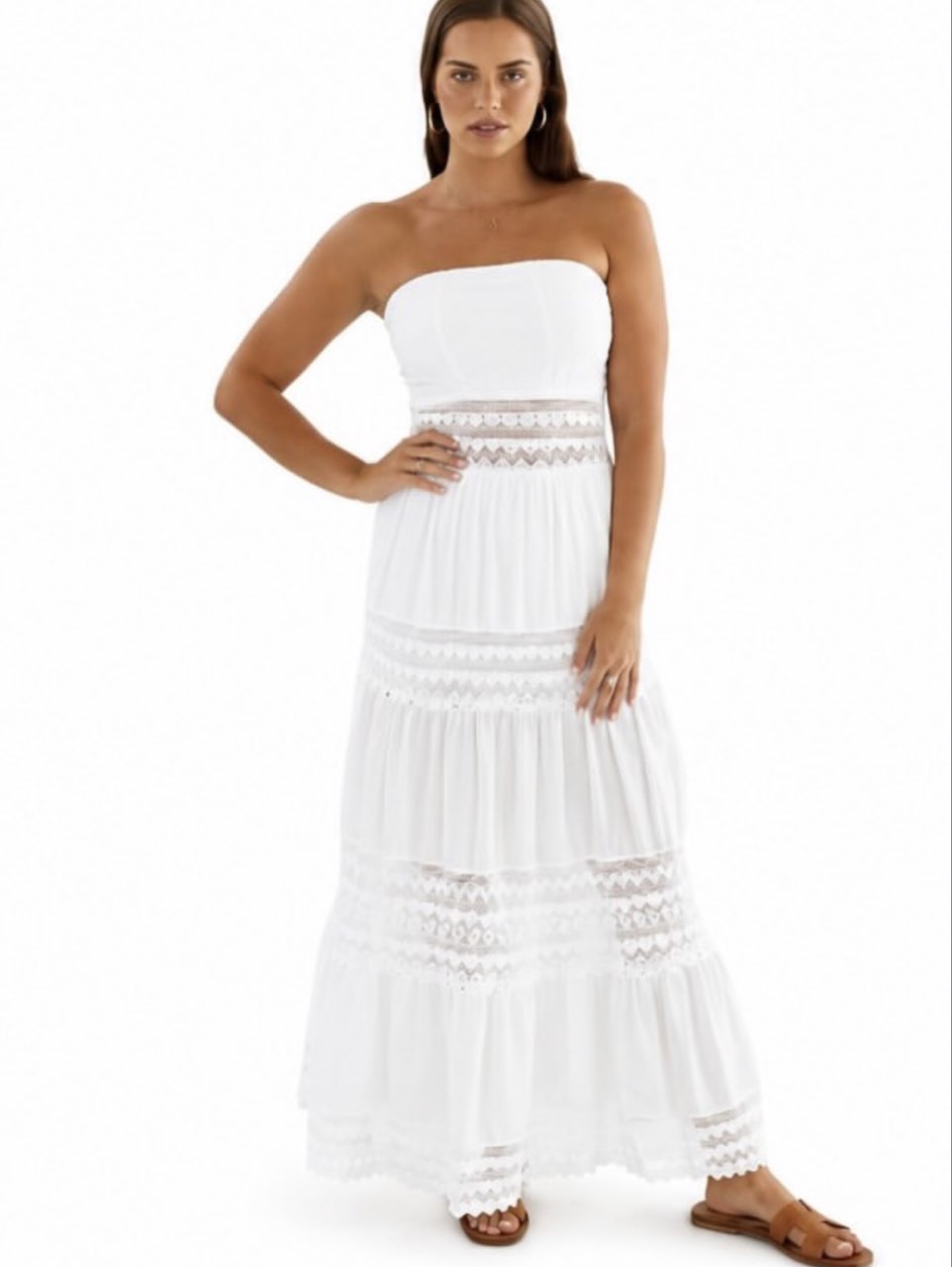 White Strapless Maxi Dress