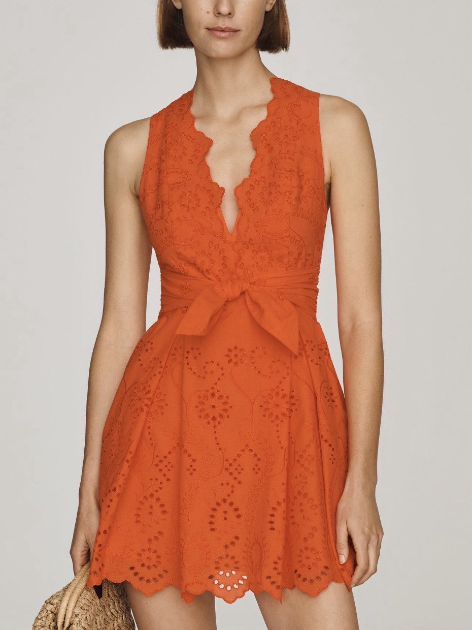 Maeve Belted Eyelet Mini Dress