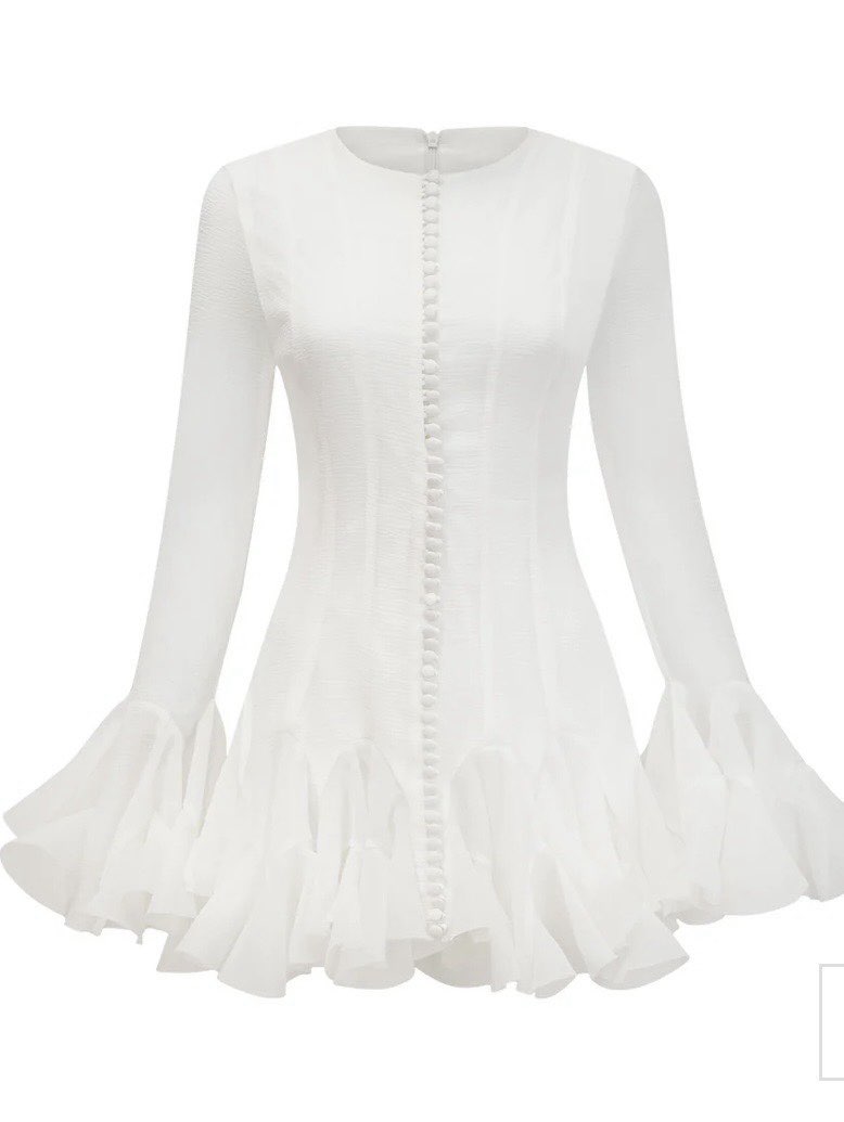 White Ruffle Mini Dress