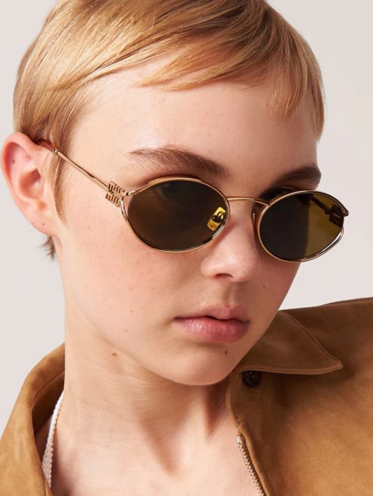 Miu Miu Gold Oval Sunglasses