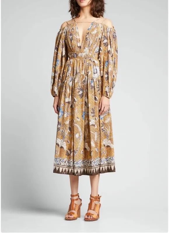 Tahlia Midi Floral Poplin Dress In Oleander
