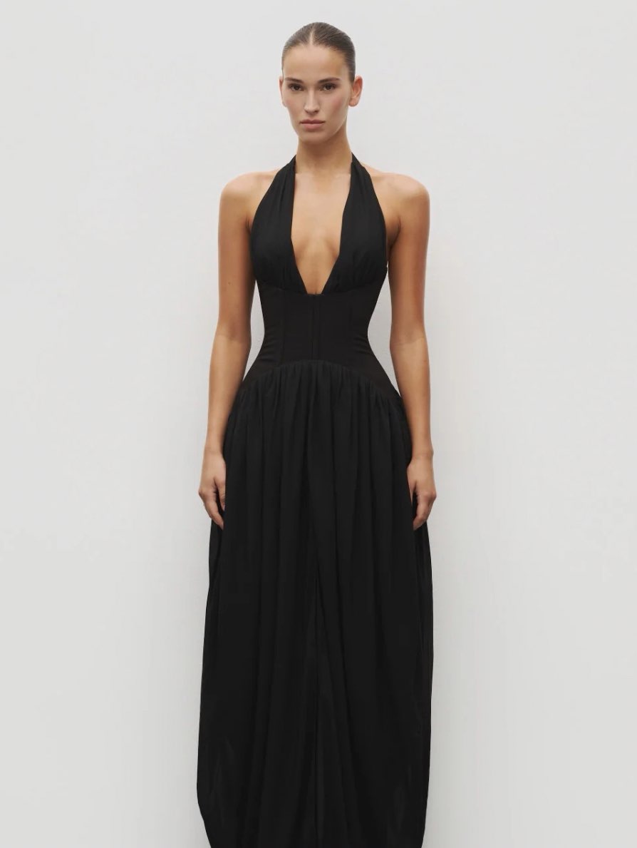 Black Halter Neck Maxi Dress