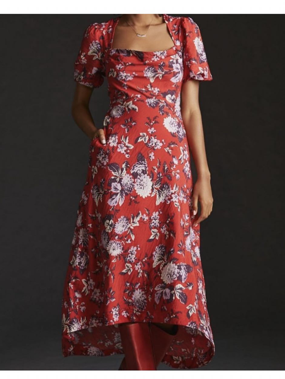 Red floral dress