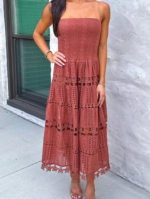 Eyelet Lace Tube Dress