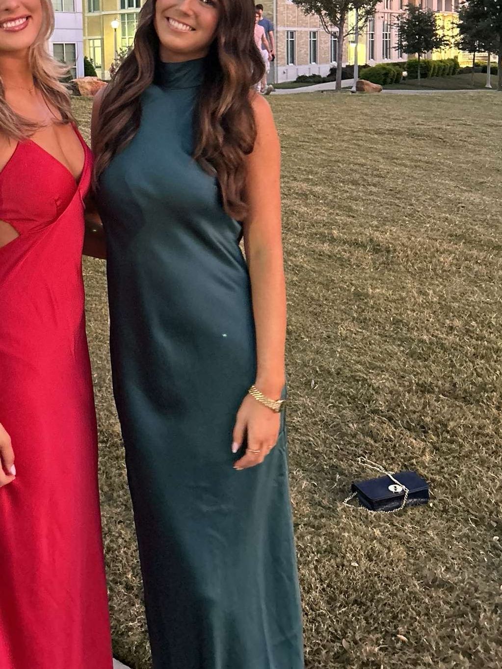 High neck maxi silk dress