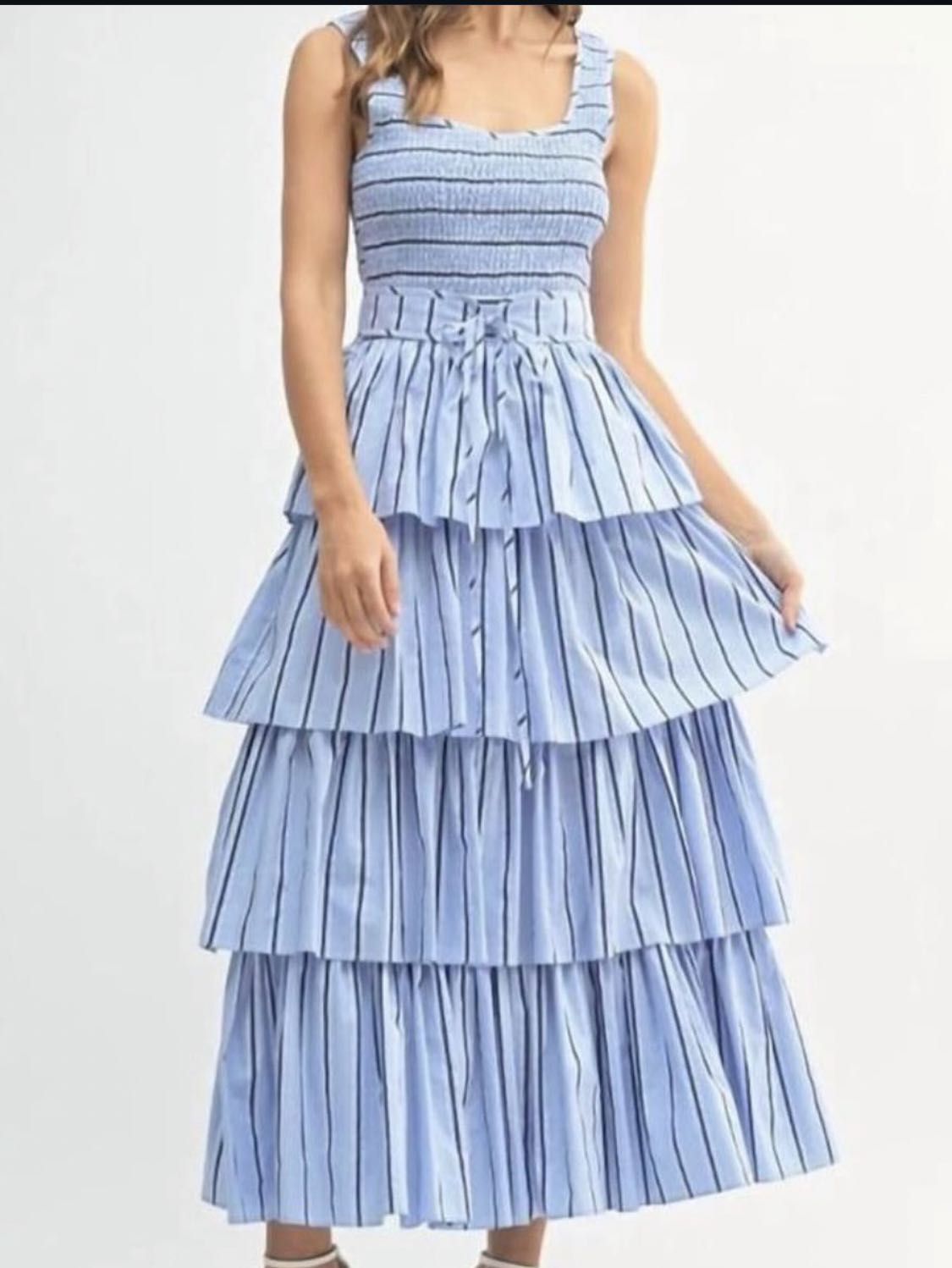 Blue striped mixi dress