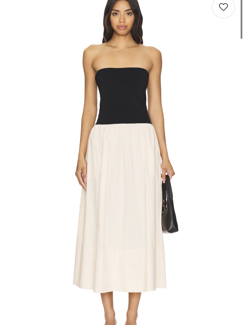 Two-Tone Strapless Midi Dress