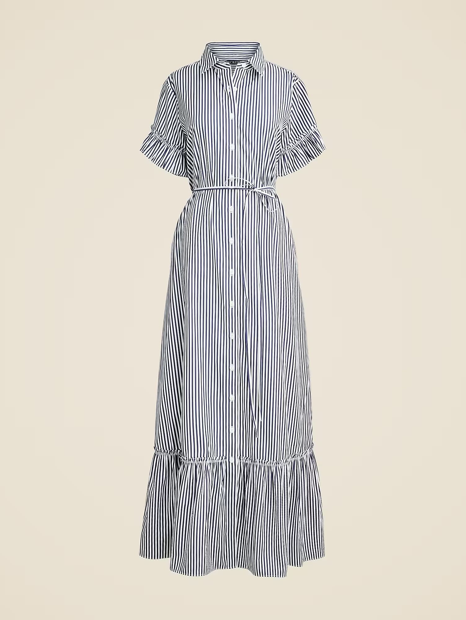 Maxi shirtdress in stripe cotton poplin