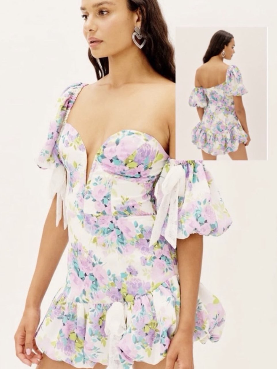 Pastel Floral Puff Sleeve Mini Dress