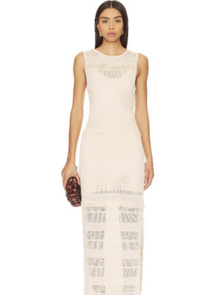 Cream Sleeveless Knit Maxi Dress