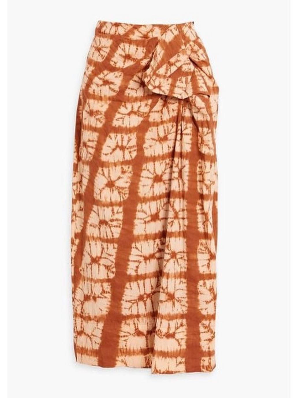 Ember Ruffled Tie-Dyed Cotton Midi Skirt